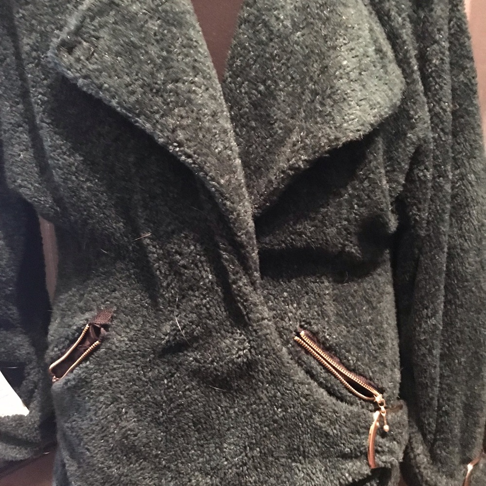 Chenille Motorcycle Jacket In Celery Green